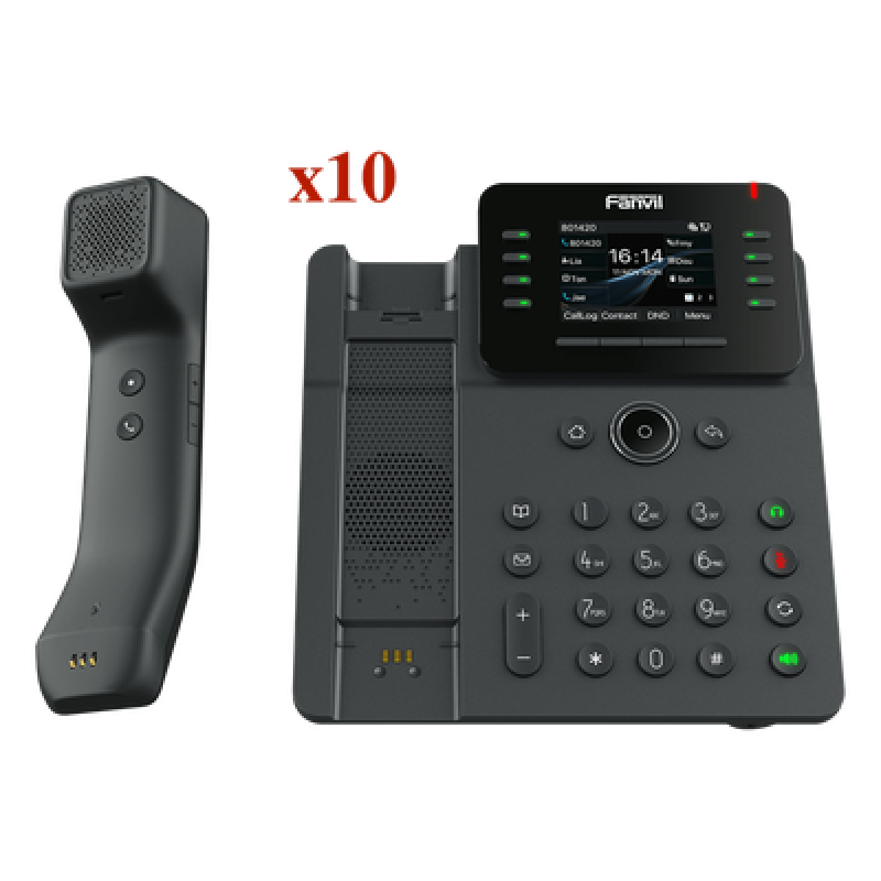Kit Teléfono IP Empresarial / Pantalla Táctil IPS HD 2.8" / 12 Líneas SIP / Puertos Gigabit con Bypass / Auricular Bluetooth / Conferencia 6 Vías