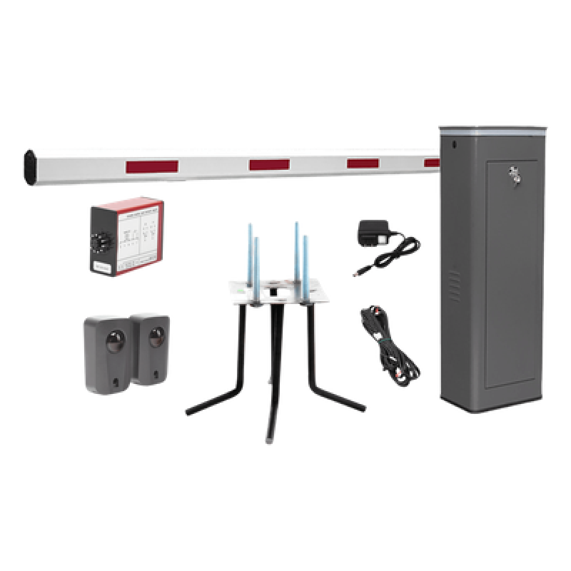 Kit COMPLETO Barrera Izquierda XBF Con Corona LED / Brazo de 3M / Incluye Sensor de Masa, Transformador, Lazo Magnético, Ancla, Fotoceldas y 2 Controles Inalámbricos