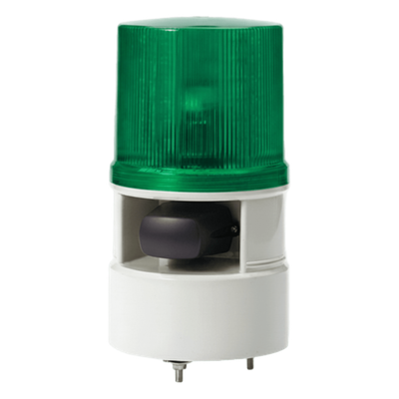 Luces de advertencia color Verde con sirena incorporada con 5 tonos máx. 105 dB en 110 VCA