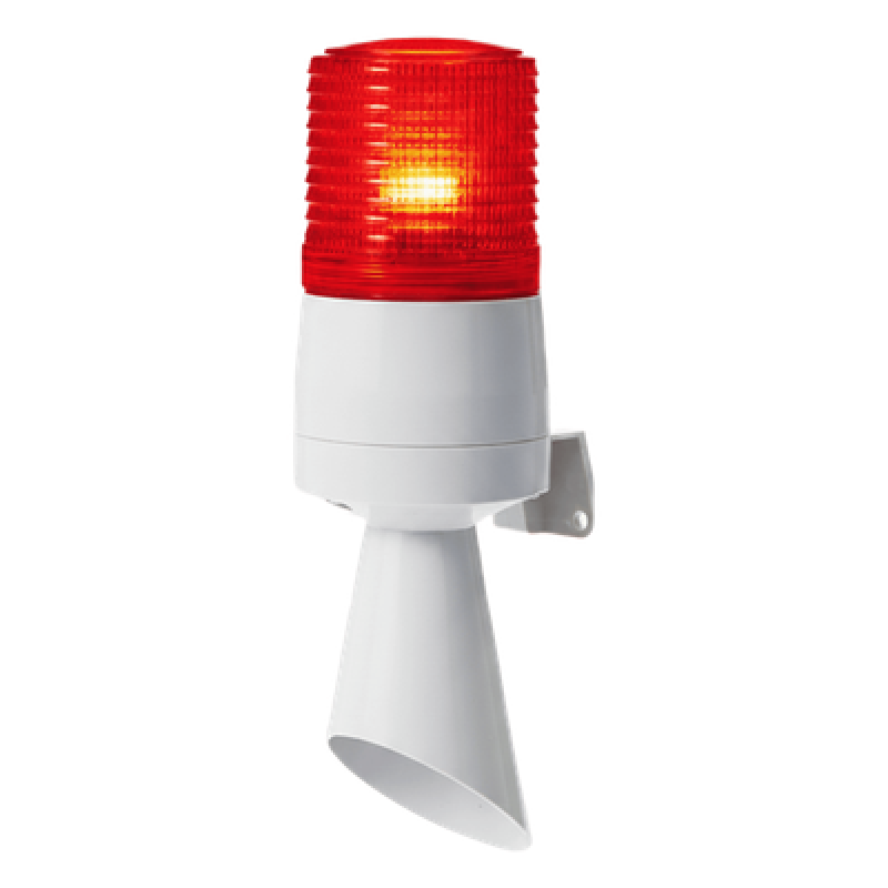 Torreta LED con Buzzer / 60 mm / Rojo / 24 VCD / 95 dB / Destello Fijo y Destellante