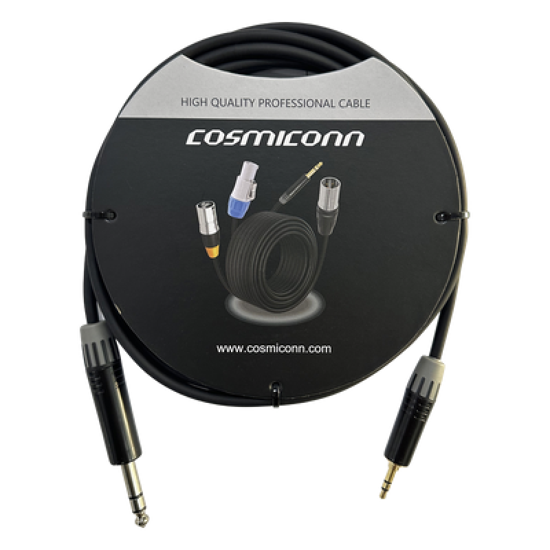 Cable de Audio / 6.35mm a 3.5mm / 3m (10 pies) / Conectores Negros / OFC / PVC