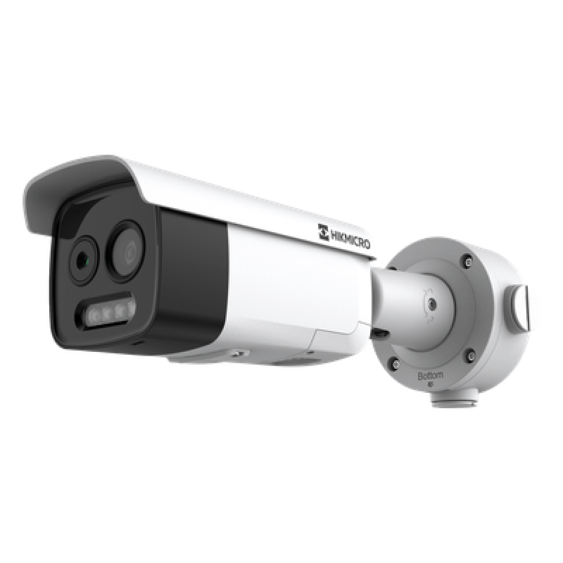 HIKMICRO Cámara Bala Dual Térmica y Óptica/ 5MP Óptica + 256×192 Térmica / IA para Detección Humana 84m y Vehicular 210m / Alarma por Temperatura -20°C a 150°C / Detección de Fuego y Fu