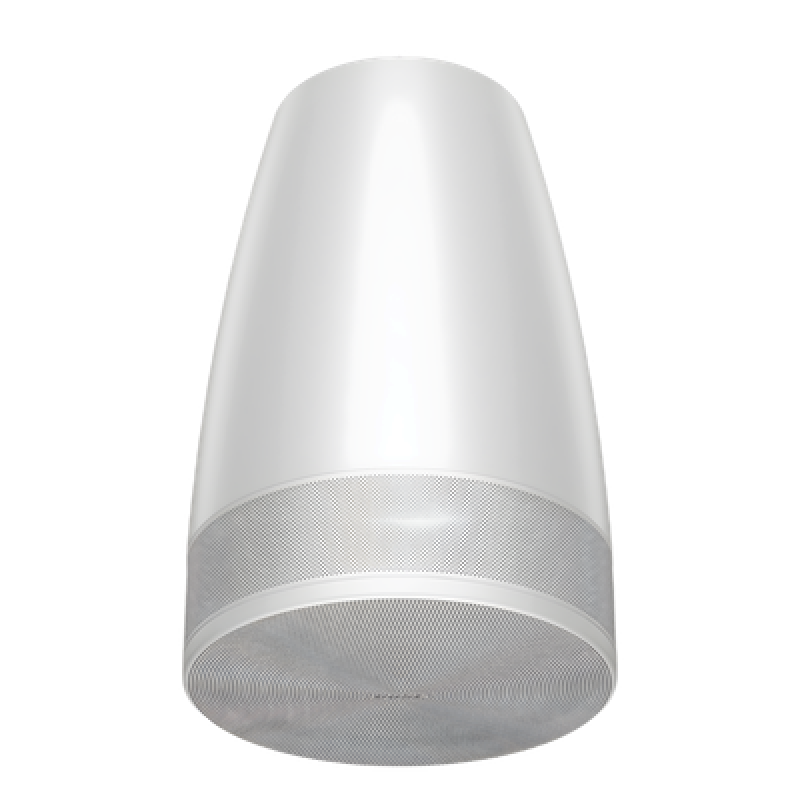 Altavoz Colgante Luna | Designmax | Sistema de Rango Extendido | Array Circular Ring Array™ 8 Drivers | Woofer 8″ Integrado | Cobertura 140° | Color Blanco
