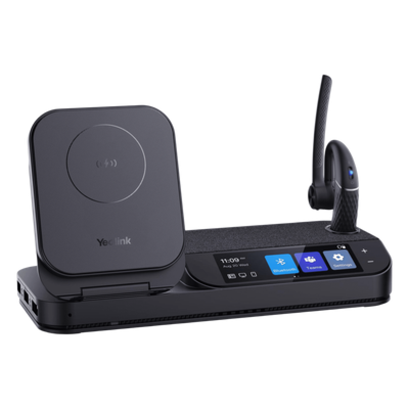 Auricular Bluetooth Mono / Cancelación de Ruido 4-Mic Beamforming / Estación Táctil 3" / Carga Inalámbrica Qi / 10h Autonomía + 20h Extra / 18g Ultra Ligero / Conexión Simultánea PC-Teléfono-Smartphone