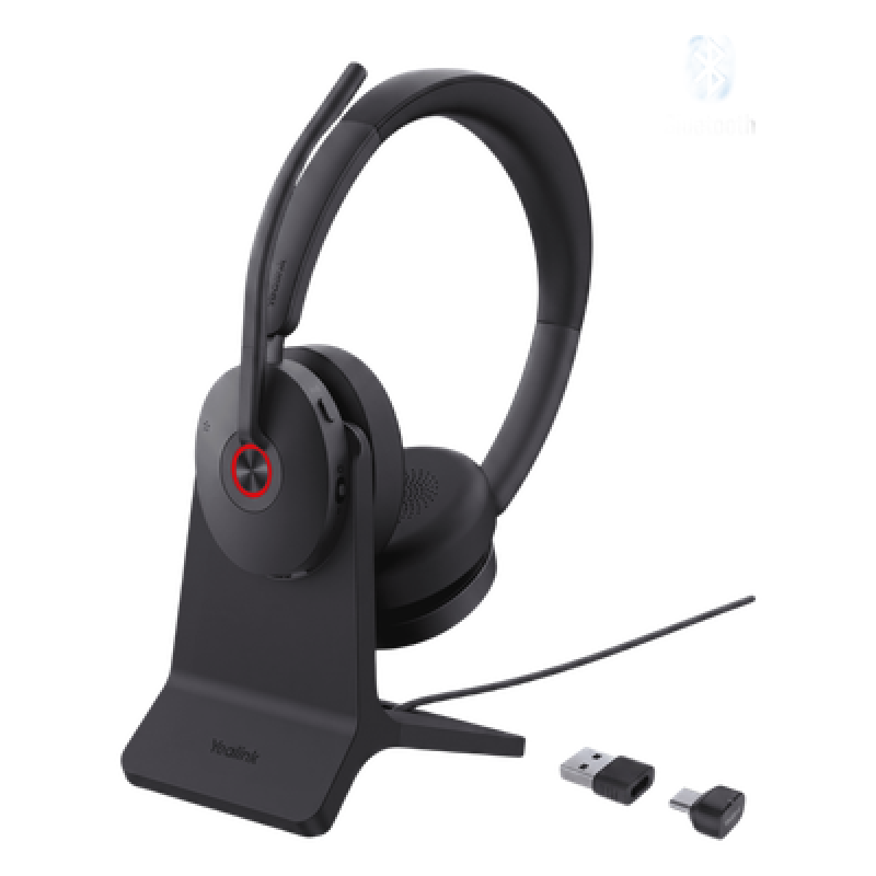 Auriculares estéreo Yealink BH74 con base de carga / Bluetooth 5.3 con adaptador USB C&A / Cancelación activa de ruido / Indicadores de actividad