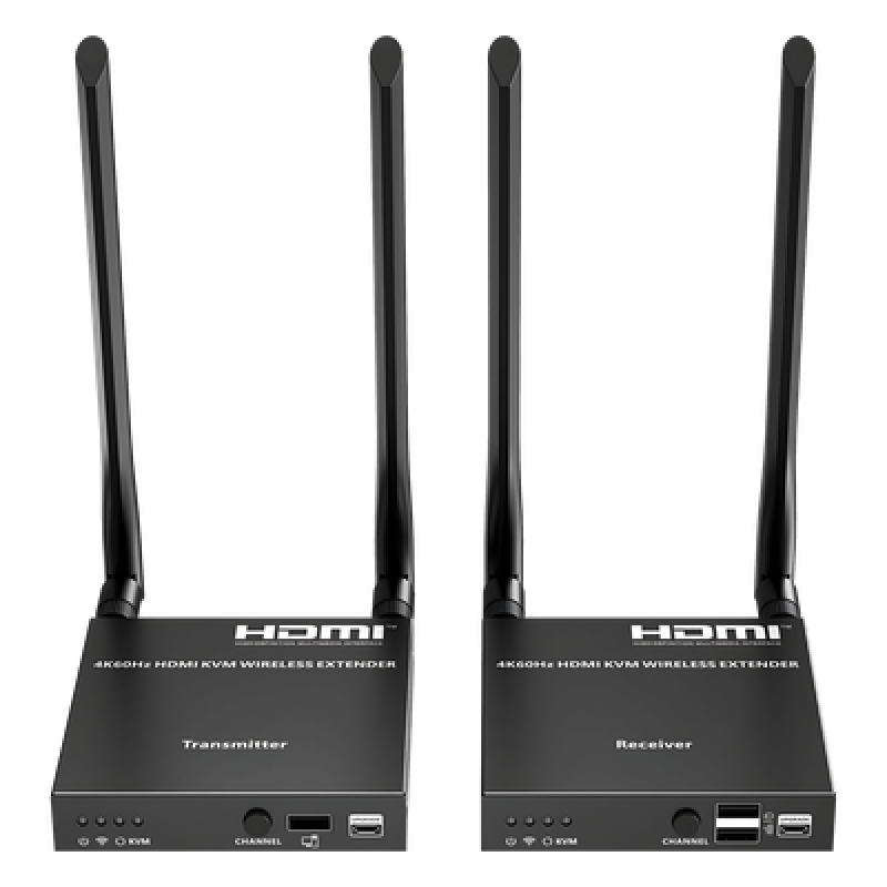 Extensor Inalámbrico HDMI| Con KVM | 4K@60Hz 4096x2160 | Tecnología ipcolor | Banda 5G 5.18-5.24 GHz | Distancia 50 m | Conexión de Hasta 1 a 4