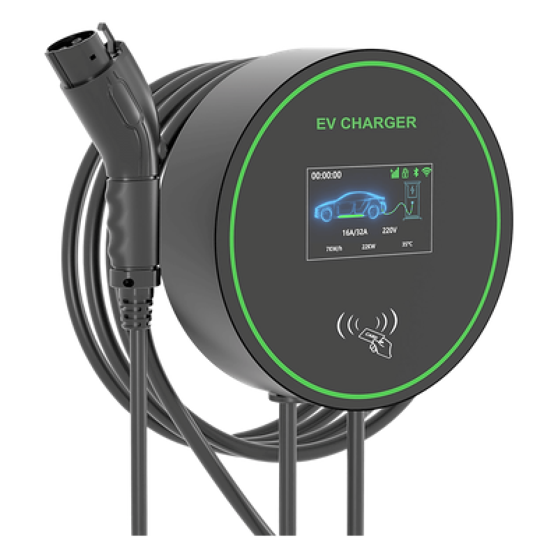 Estación de Carga EV / 11.5 kW / 48 A / Conector Tipo 1 (SAE J1772) / 220-250 V Monofásico / Pantalla LCD 4.3 in (10.9 cm) / Cable TPU 5 m (16.4 ft) / IP65 / RFID / APP Móvil