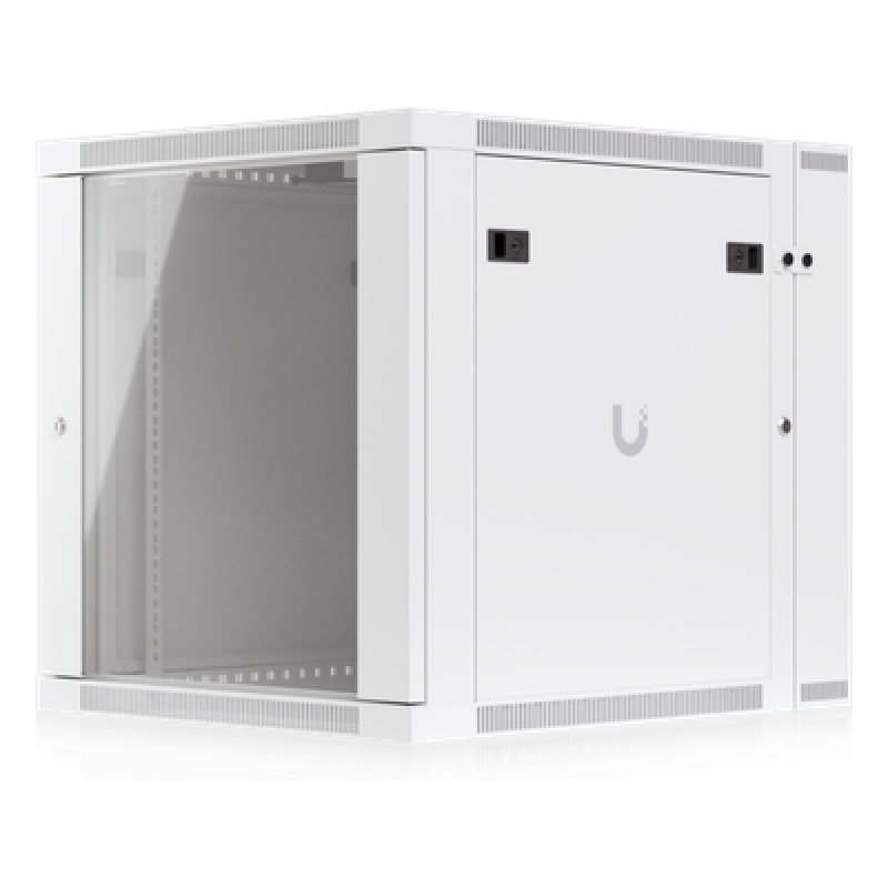 UACC Rack Cabinet 12U (600 x 703 mm) - Gabinete Cerrado para Montaje en Pared con Puerta Frontal de Vidrio Templado, Puerta Trasera Abatible (Swing-Out) y Paneles Laterales Removibles con Llave