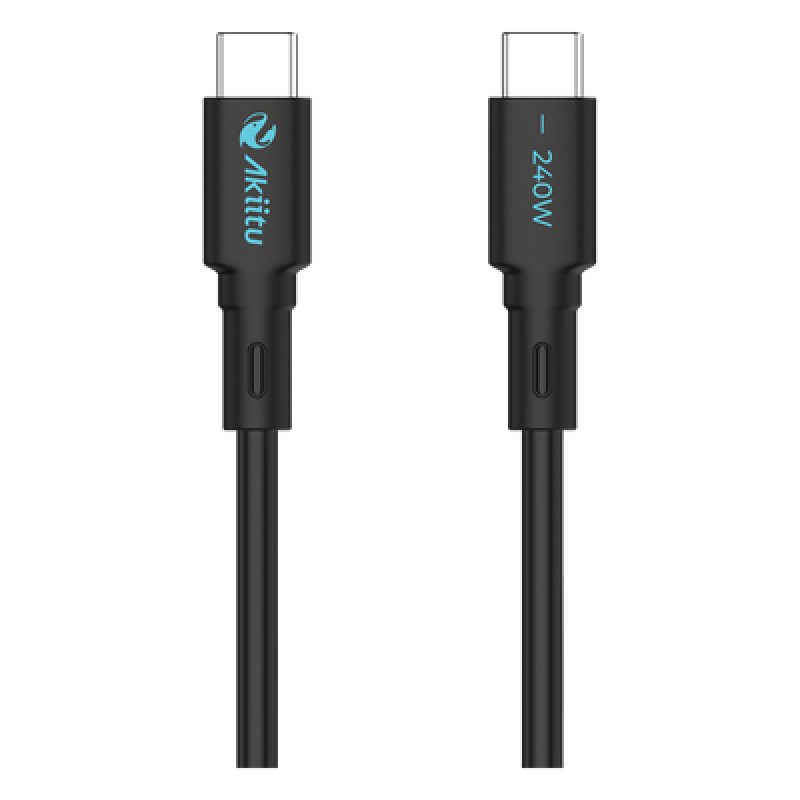 Cable de Carga USB-C a C / 240W / GaN / 480 Mbps / 1 m (3.28 ft) / Magnético / Silicona Médica / Aluminio Anodizado