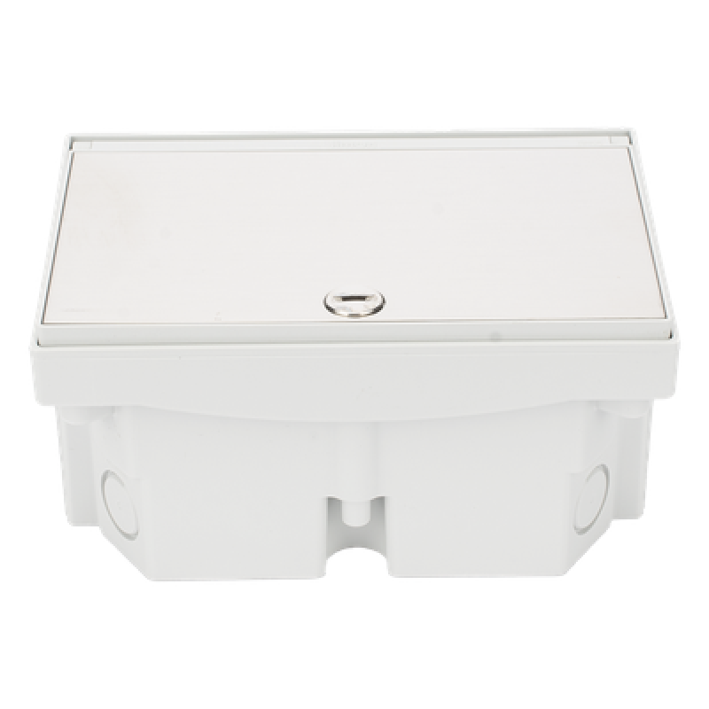 Caja de Suelo Estanca IP66 para Interior y Exterior / Protección contra Polvo y Agua / Sistema de Drenaje Integrado / Cierre Manual o de Seguridad / Alta Resistencia para Áreas Públicas