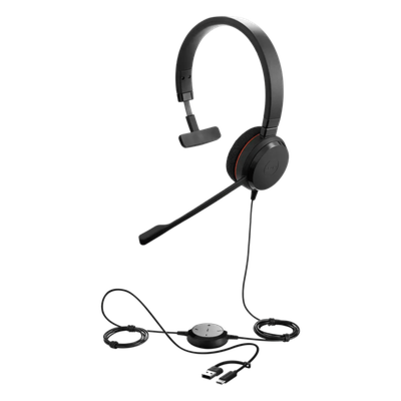 Headset Profesional Mono / Cancelación de Ruido Avanzada / USB-C/A Plug-and-Play / Certificación UC y Microsoft Teams / Altavoces 28 mm / Control Integrado de Llamadas