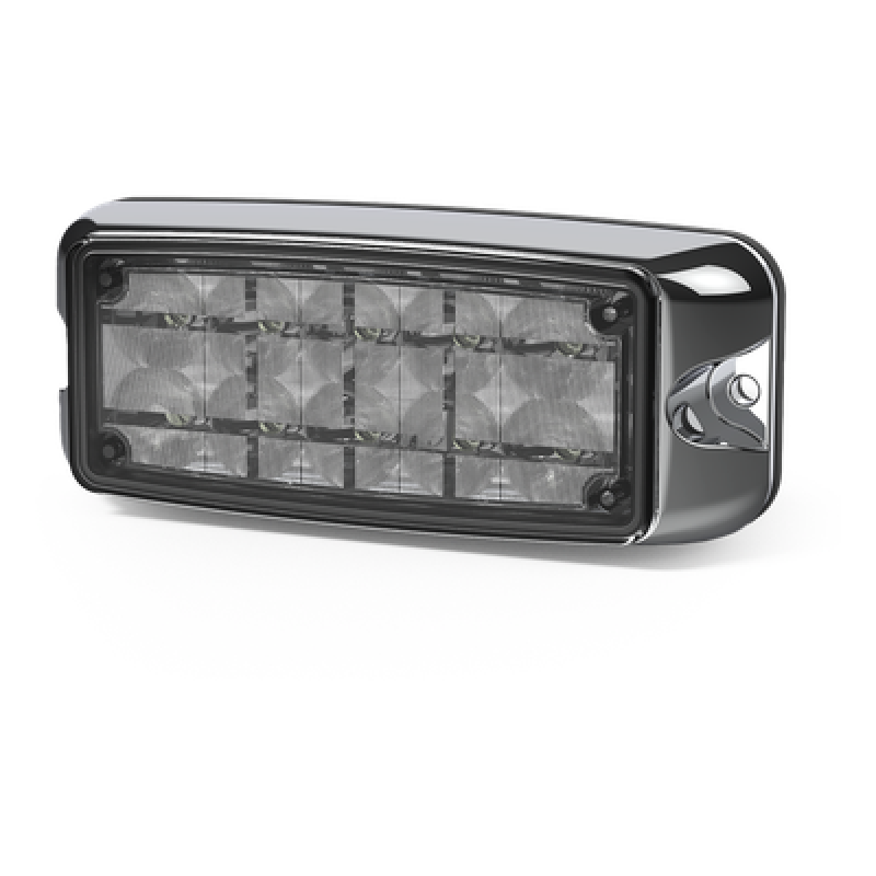 Luz De Advertencia De 5x2" 10 Led, Rojo/Claro, Bisel Cromado, Lente Transparente