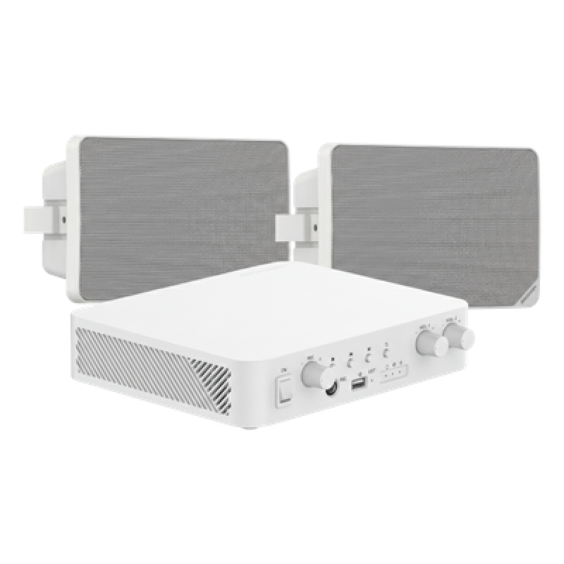 Kit de Audio | 70/100V | 2 Altavoces de pared | Bluetooth | Color Blanco | Hik-Connect