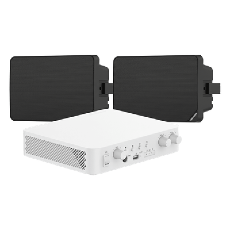 Kit de Audio | 70/100V | 2 Altavoces de pared | Bluetooth | Color Negro | Hik-Connect