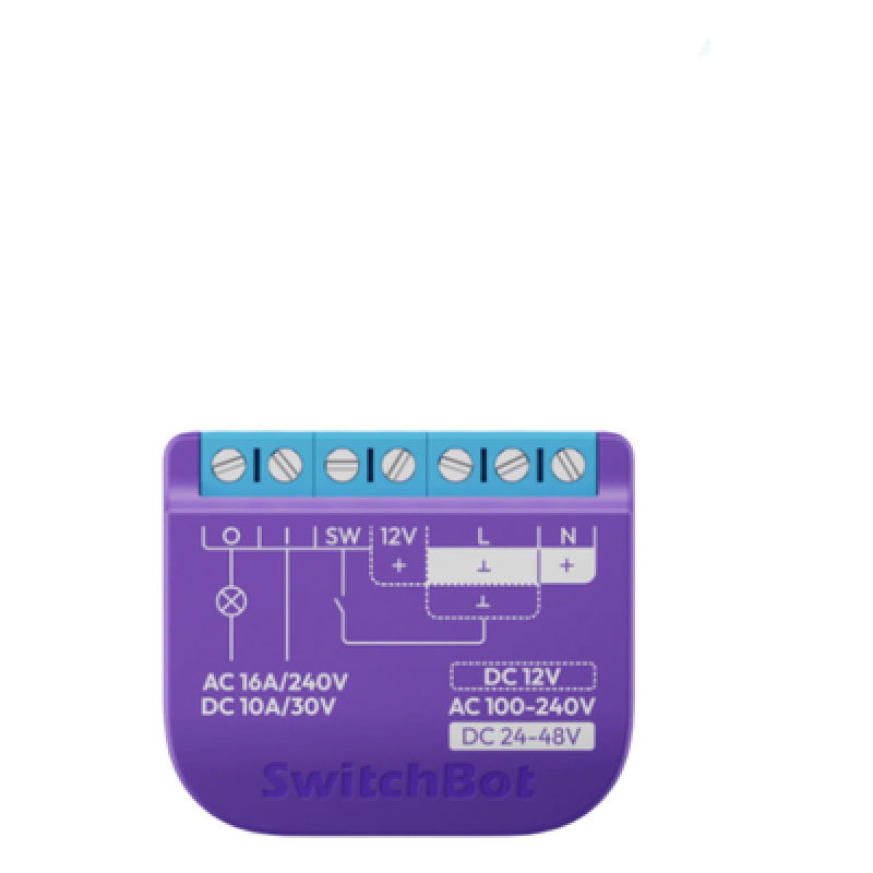 Relé Switch Inteligente para Garaje / WiFi + BLE / Matter / Entrada 12-48V CC o 100-240V CA / Salida 30V 10A / 42 x 36 x 16 mm (1.7 x 1.4 x 0.6 in)