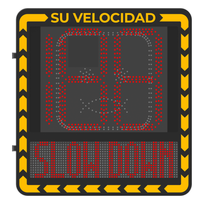 Radar medidor de Velocidad/ Pantalla LED / Detección de Velocidad en Tiempo Real / Rango de Detección de 100 m / Hasta 32 Objetivos Detectados / IP66 / Ethernet