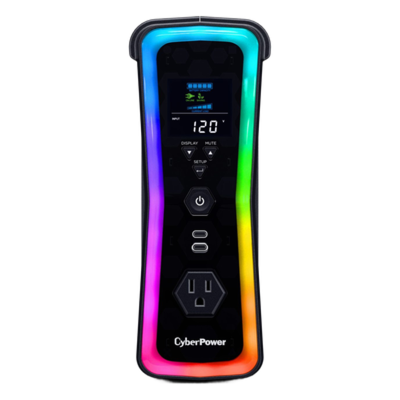 UPS Línea Interactiva / 1500 VA / 1000 W / Onda Senoidal Pura / 13 Salidas NEMA 5-15R / AVR 86-148 Vca / USB / RGB