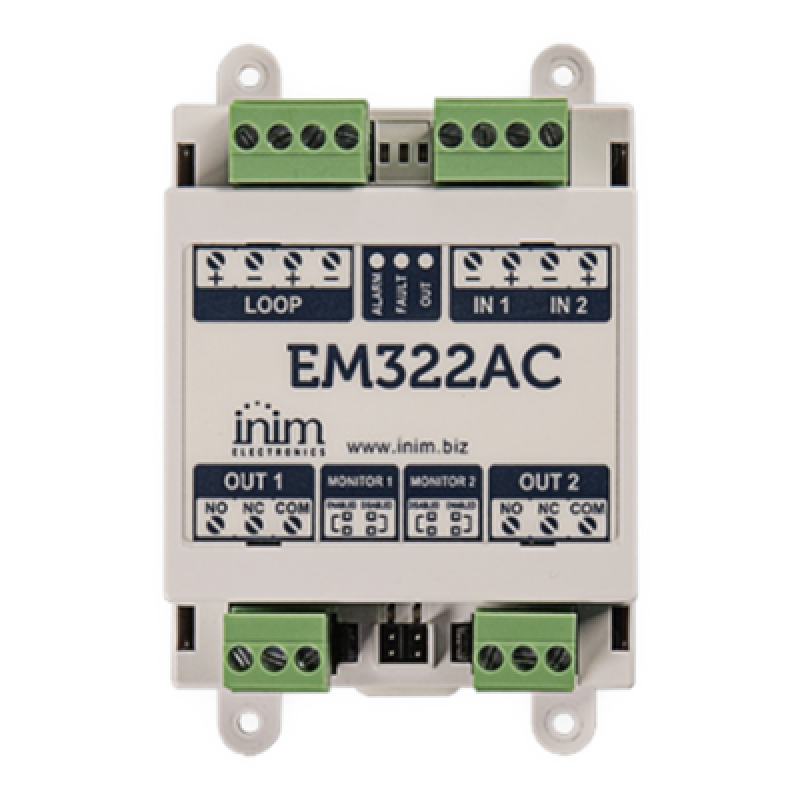 Módulo de Control / 2 Entradas Supervisadas / 2 Salidas de Relé 230 VCA / LoopMap / Autodireccionamiento 240 Direcciones / EN54-17 y EN54-18