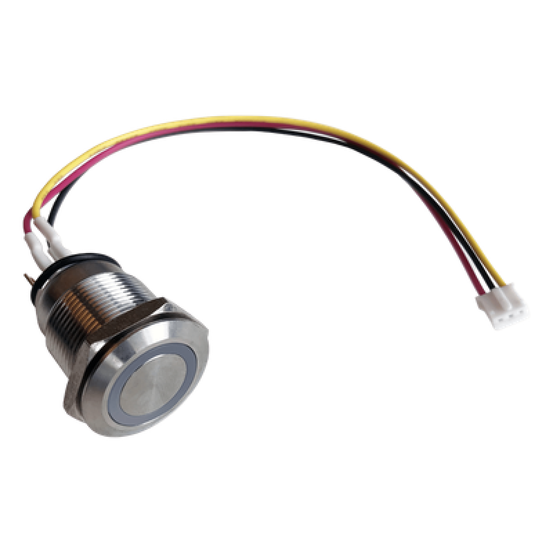 Botón de Acero Inoxidable / IP65 / 19 mm / LED Programable 3.3V / 4 Canales / Cable 60 cm (1.97 ft)