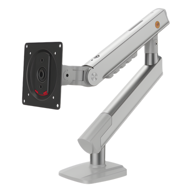 Brazo Ergonómico para Monitor A5-XS / Soporte 17\" a 32\" / VESA 75x75 y 100x100 mm / Carga 2-7 kg (4.4-15.4 lbs) / Ajuste de Tensión / Rotación ±90° / Color Blanco / Instalación Abrazadera o Pasacables