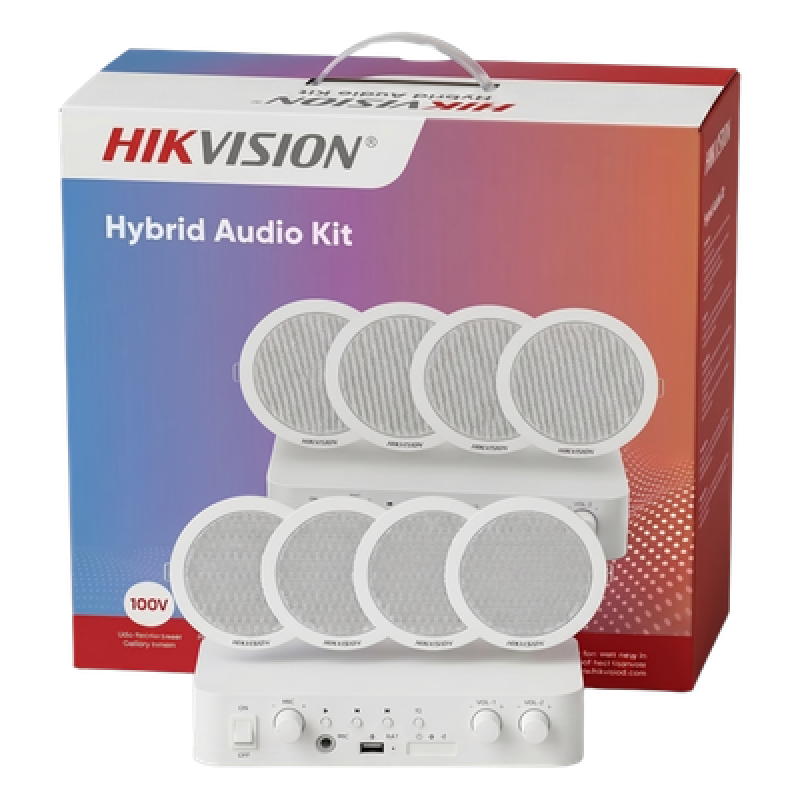 Kit de amplificador con bluetooth | 4 altavoces para plafón | Sistema 100V | 2 Canales con Control de volumen Independiente | Música Ambiental