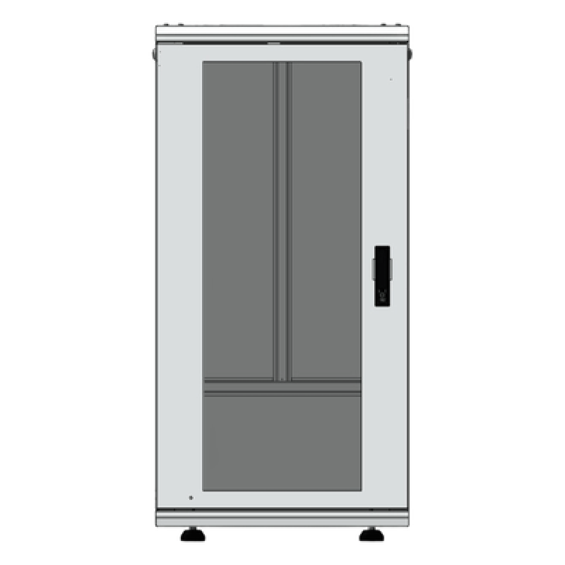 Gabinete Rack 24 Unidades / 19 Pulgadas / Puerta de Cristal / Piso / Acero Calibres 16-18-20 / 750 Kg Carga / 600x605x1190 mm (23.6x23.8x46.9 in) / Vidrio con Cerradura, Niveladores Incluidos