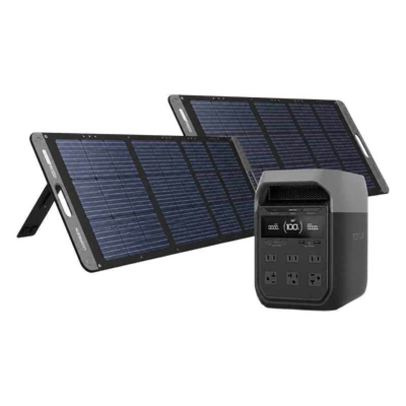 Kit de Energía Portátil / Batería LiFePO4 1024 Wh / Salida AC 1800W / Panel Solar 200W / Tecnología X-Boost 2600W / UPS Ultrarrápido
