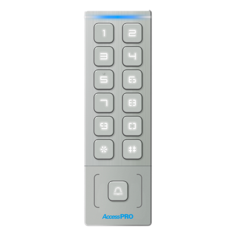 Teclado Autónomo / Diseño Slim Metálico / 1000 Tarjetas y Contraseñas / Exterior IP65 / Lector de Tarjetas Prox EM / Salida Wiegand