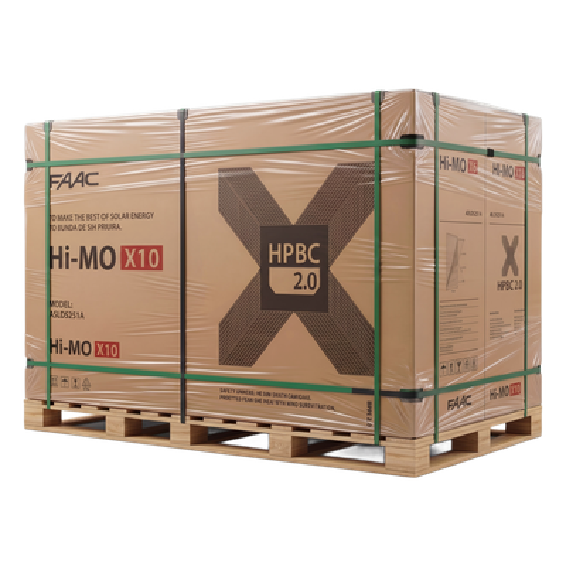 Pallet de Módulos Solares / 36 Unidades / 645 W / Eficiencia 23.9% / Tecnología HPBC 2.0 / Zero Busbar / Degradación 0.35% Anual