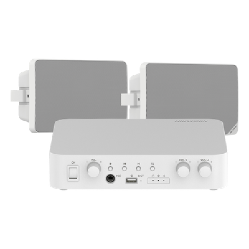 Kit Amplificador / 80W / 2 Zonas / Bluetooth USB RCA Micrófono / 100V 70V / 2 Altavoces