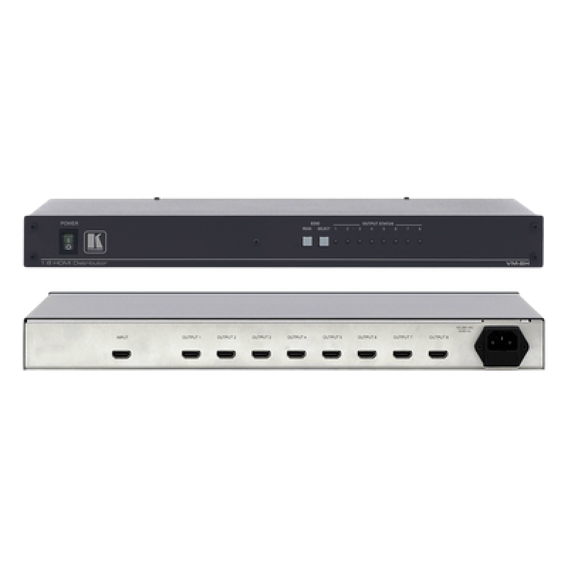 Amplificador de Distribución HDMI | 1 Entrada a 8 Salidas | 6.75 Gbps (2.25 Gbps por canal) | HDCP | Deep Color | x.v.Color | Lip Sync | CEC | 3D Pass-through | I-EDIDPro™ | Ecualización y re-Klocking™ | Indicadores LED | Rack 19