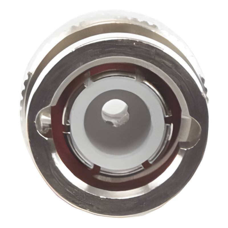 Conector BNC Macho de Anillo Plegable para Cable LP-195, LP-142, LMR-195, RG-58/U, RG-142/U, Níquel/ Oro/ Delrin.