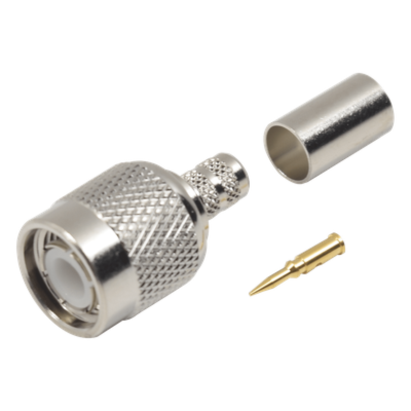 Conector TNC Macho de Anillo Plegable para Cables LMR-240, RG-8/X, 9258, Niquel/Oro/Delrin.