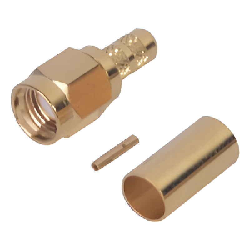 Conector SMA Macho Inverso de anillo plegable para cable RG-142/U, Oro/Oro/Teflon.