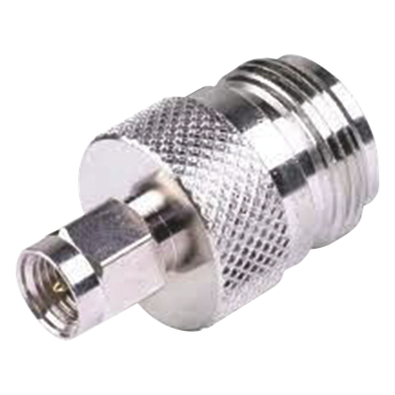 Adaptador en Linea de Conector SMA Macho a N Hembra, Niquel/ Oro/ Teflón.