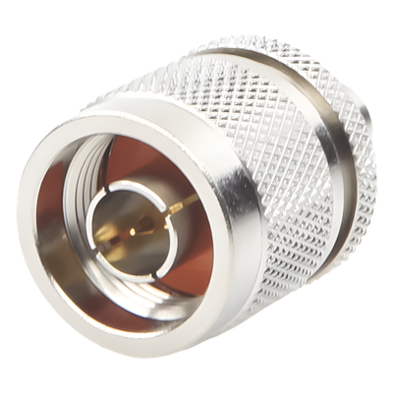 Adaptador en Línea de Conector SMA Macho a N Macho, Níquel/ Oro/ Teflón.