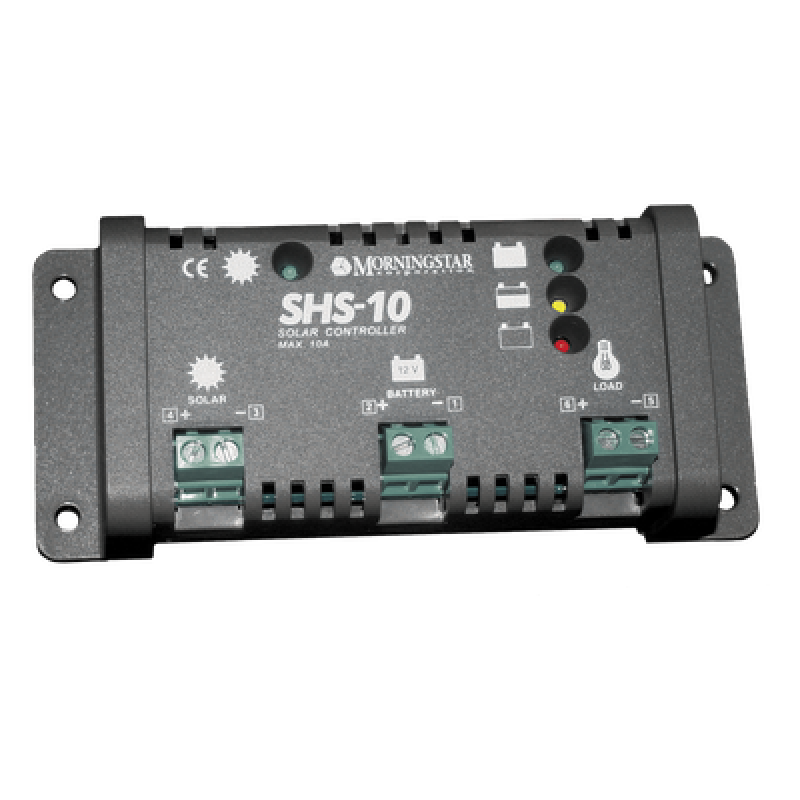 Controlador de Carga Solar PWM 10 A / 12 VCC / Desconexión Automática / IP22 / Protección Integral / Bajo Consumo 8 mA