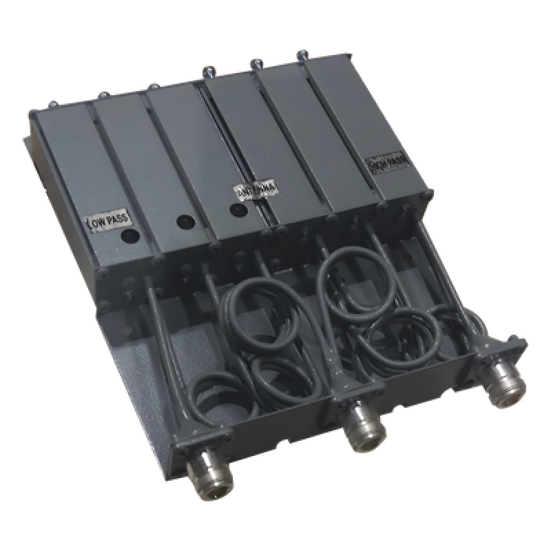 Duplexer SYSCOM en VHF, 6 Cav. 160-174 MHz, 50 Watt, 5 MHz Sep. Rechazo de Banda, N Hembras.