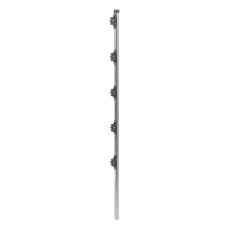 Poste de Paso para Cerca Electrificada / 1.2 m (3.9 ft) / Tubo Galvanizado Cal. 18 / 1" Diámetro / 5 Aisladores / Fijación en Concreto