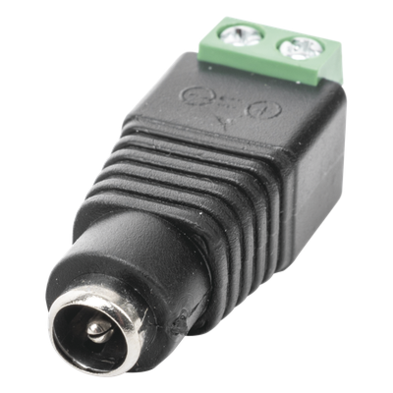Adaptador Hembra Tipo Jack de 3.5 mm Polarizado de 12 Vcc / Terminales Tipo Tornillo / Polarizado (+/-) / Ideal para Cámaras de Video Vigilancia