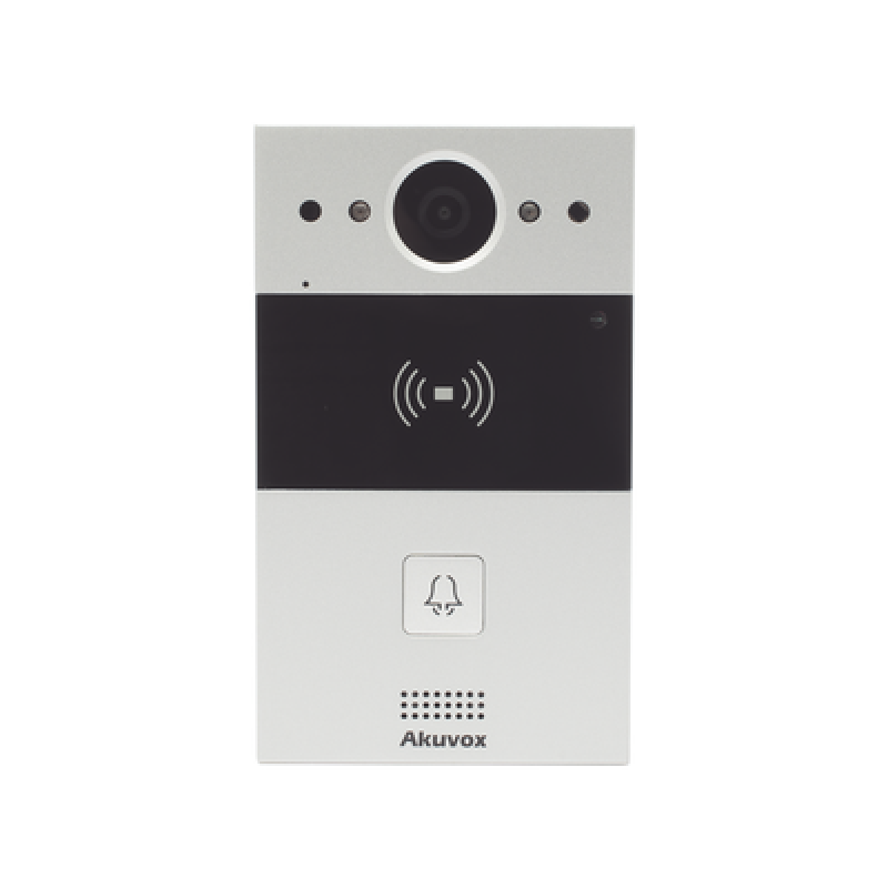 AKUVOX R20A Videoportero de 1 Botón / Lector de Tarjetas MIFARE y PROX EM / Notificación a APP / 100% en la Nube / Notificación por Llamada Telefónica
