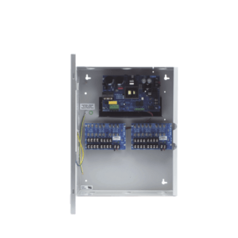 Fuente de Poder Controlada / 12 VDC 10 A / 16 Salidas con Fusibles / Cargador de Batería de Respaldo / Supervisión de Fallo CA