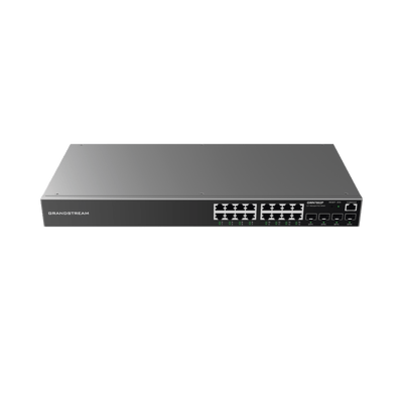 GRANDSTREAM GWN7802P Switch Gigabit PoE+ Administrable / 16 puertos 10/100/1000 Mbps + 4 Puertos SFP Uplink / Hasta 240W / Compatible con GWN Cloud.
