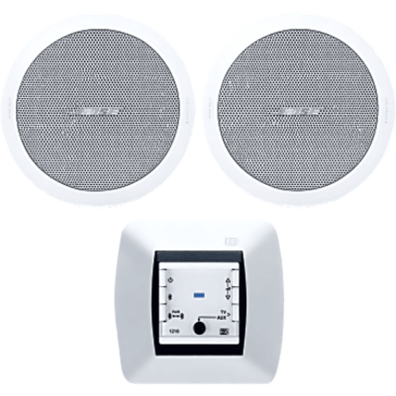 Kit de Audio Residencial / Mando Bluetooth / 2 Bocinas de Techo / 2+2W RMS / 16Ω / Cobertura 150°