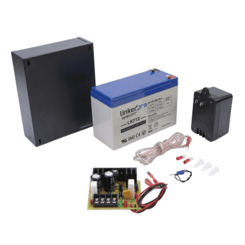 Fuente de Alimentación para Control de Acceso / 12 VCC 1A / Supresión de Voltaje 110-130 VCA / Batería de Respaldo 7 Ah / Uso en Interiores