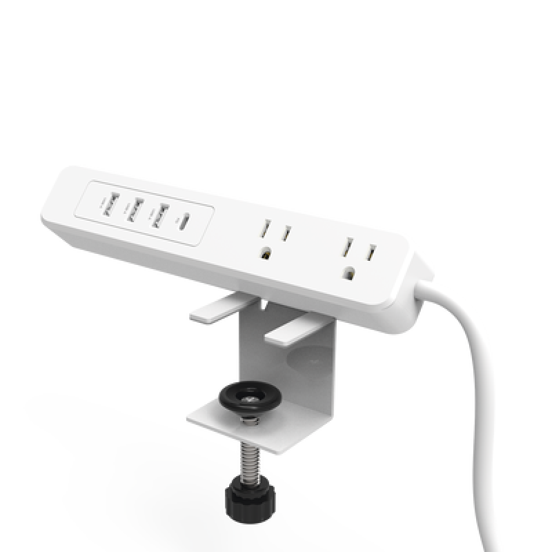Multicontacto con Montaje para Escritorio / Carga Rápida para 65 W / 2 x Nema 5-15P / 3 x USB-A (5V @3A) / 1 x USB-C (65W)