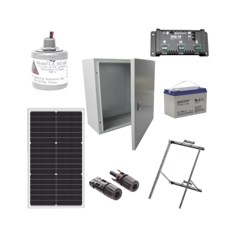 EPCOM POWERLINE PL12K Kit Solar de 12 Vcc para alimentar energizador de cerca electrificada. Instalación de panel en poste.