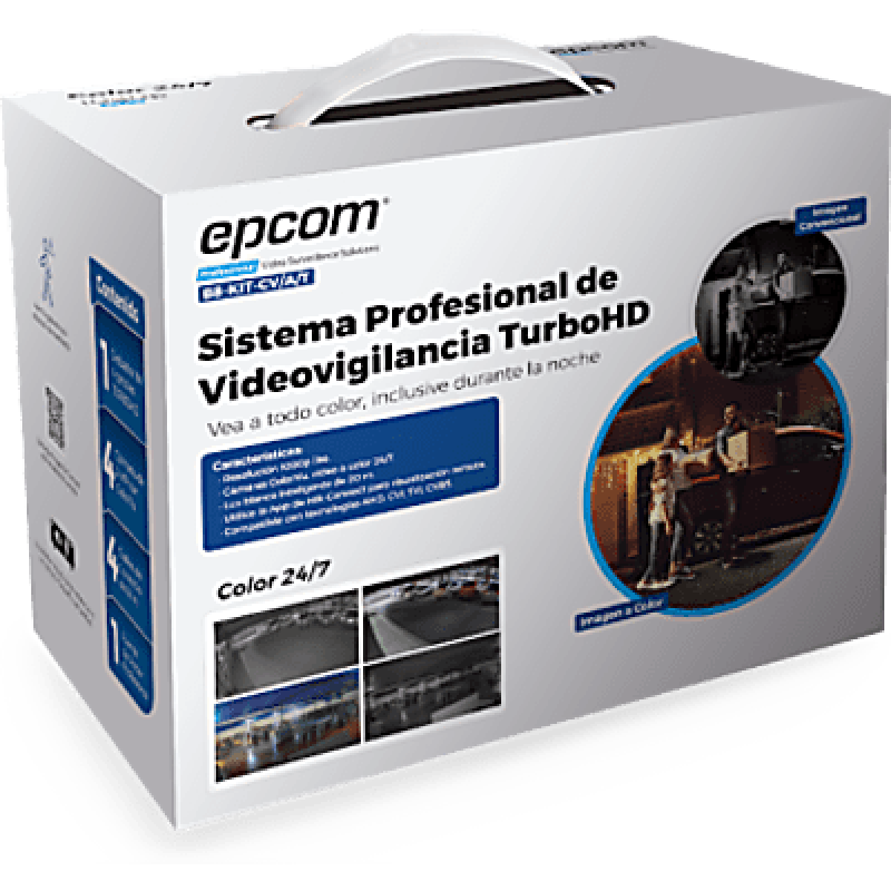 Kit TurboHD 1080p / DVR 4 Canales / 4 Cámaras Bala ColorVu con Microfono Integrado / Fuente de Poder / Accesorios de Instalación