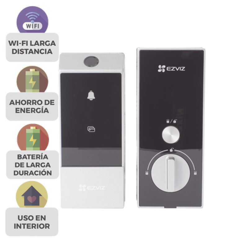 Cerradura Inteligente / Desbloqueo Múltiple / Wi-Fi 2.4 GHz / Panel Frontal 160 x 67 x 25 mm / Anti-Bloqueo Automático / Uso Interior