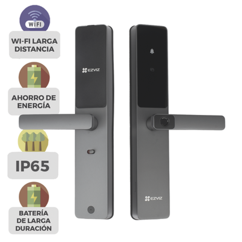 EZVIZ CS-DL05-R200 Cerradura Inteligente / Wi-Fi / Bluetooth / Códigos Temporales Para Visitantes / Lectura de Huella / Lectura de Tag / Contraseña /